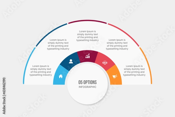 Obraz Creative Circle Infographic Template Design with 5 Steps Options