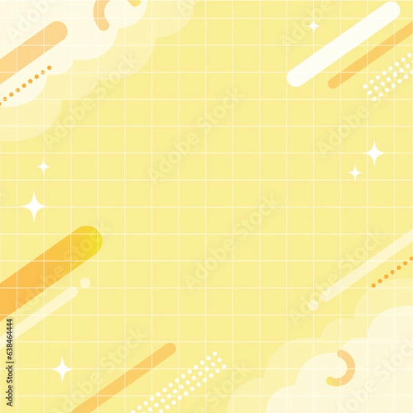 Fototapeta 【黄色・オレンジ】幾何学模様背景・メンフィスのフレームパターン素材