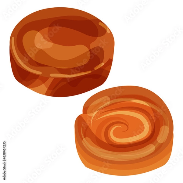 Obraz キャラメリゼされたサクサクで美味しそうなクイニーアマンのイラスト、フランスの伝統的な焼き菓子