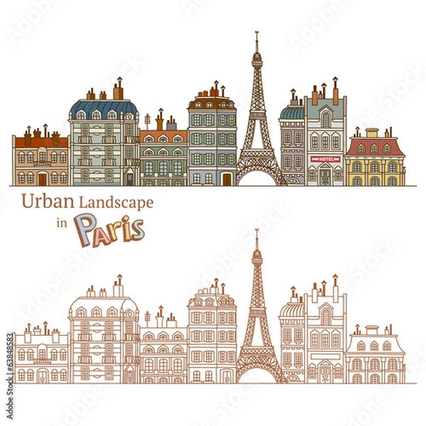 Fototapeta Design of Urban Landscape and Typical Parisian Architecture