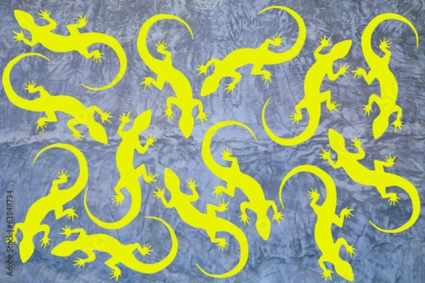 Fototapeta Colored pattern of elements retro background lizard