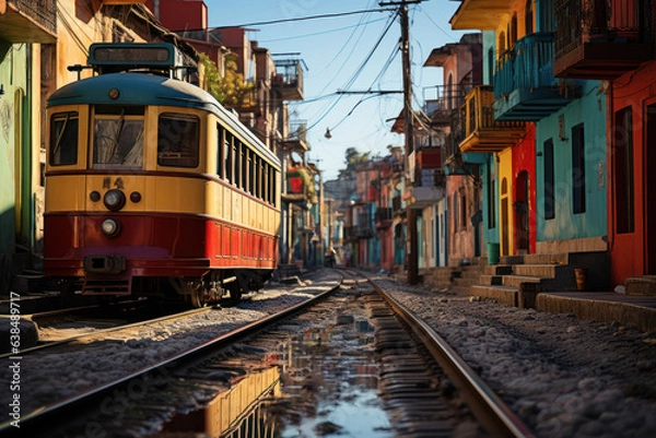 Fototapeta Urban Hubs. Bustling cityscapes showcase the modern dynamism within My Latin America. Generative Ai.