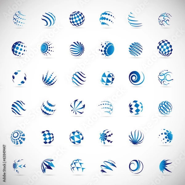 Fototapeta Sphere Icons Set - Isolated On Gray Background