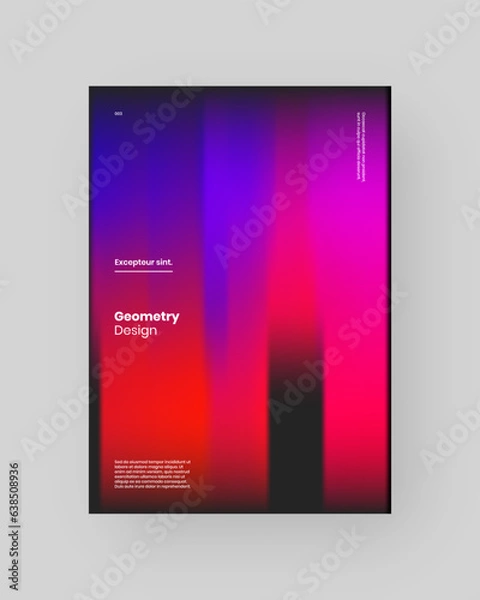 Fototapeta Abstract Posters Design. Vertical A4 format. Modern placard. Strict and discreet brochure. Stretched pixels effect, colorful stripes, speed gradient.