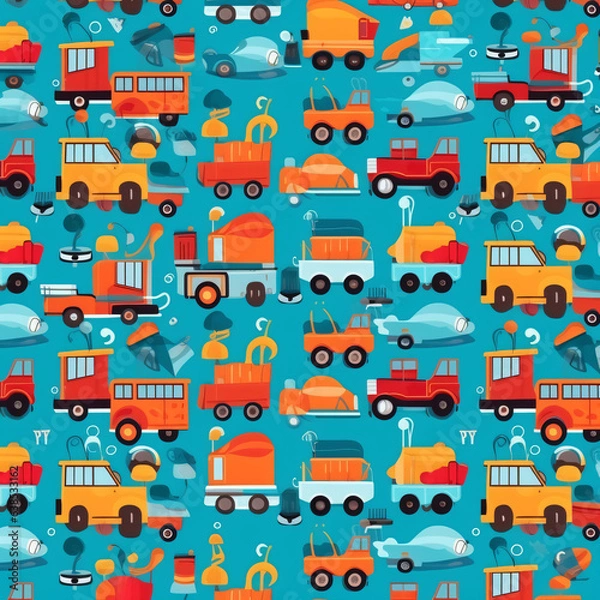 Fototapeta Colorful Painted Handdrawn Car Background