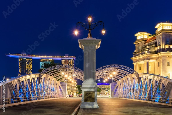 Obraz Anderson Bridge at night, Singapore