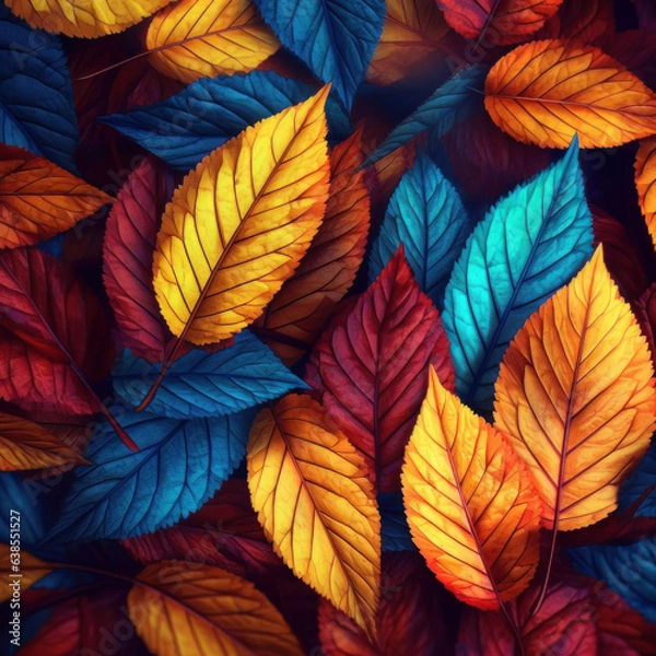 Fototapeta Captivating Array of Colorful Autumn Leaves: Nature's Palette in Fall