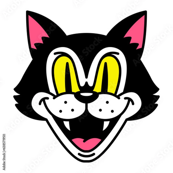 Obraz Vector Retro Cartoon Funny Cat Head Isolated