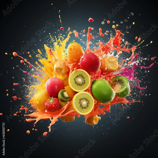 Fototapeta red apple with splash, Generative AI