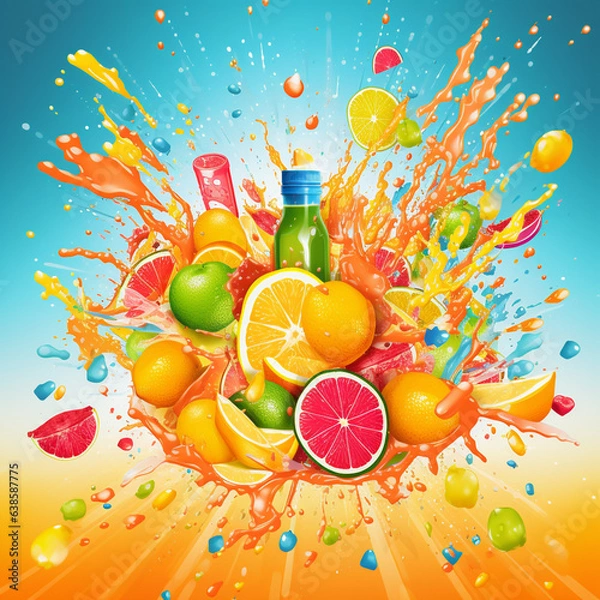 Fototapeta orange juice splash, Generative AI