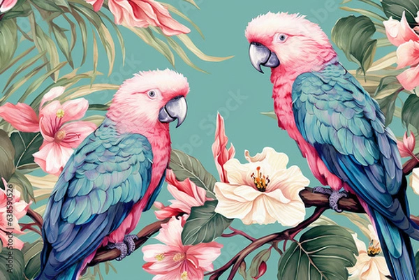 Fototapeta parrot on a tree painting