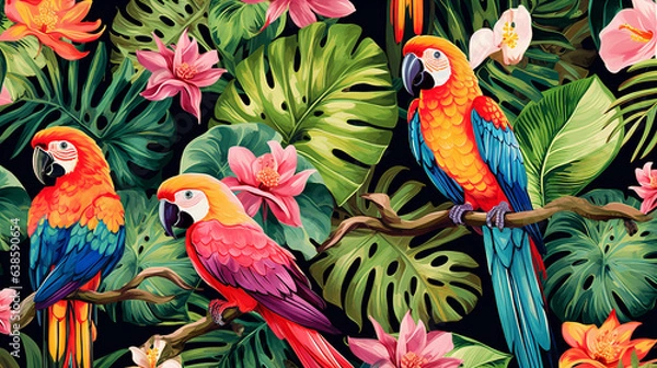 Obraz parrot on a tree painting