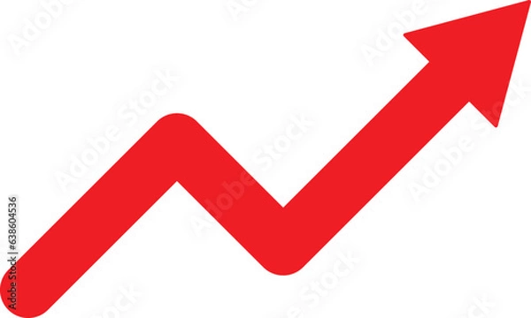 Obraz Red trending arrow icon vector isolated on white background . Growing business red arrow 