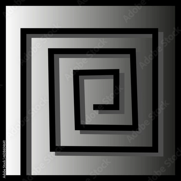 Fototapeta Vector abstract geometric pattern in the form of a square and a black curved line on a white background