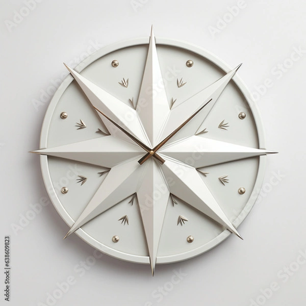 Fototapeta illustration of a white clock with a star on it