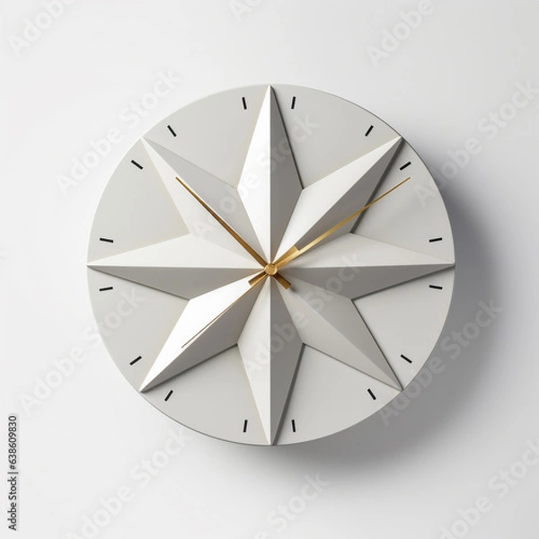Fototapeta illustration of a white clock with a star on it