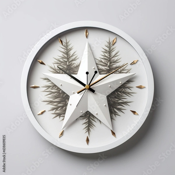 Fototapeta illustration of a white clock with a star on it