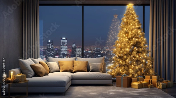 Fototapeta illustration of a christmas interior