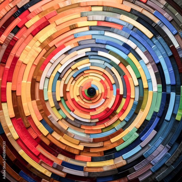 Fototapeta A vivid arrangement of concentric circles in various colors draws the eye.