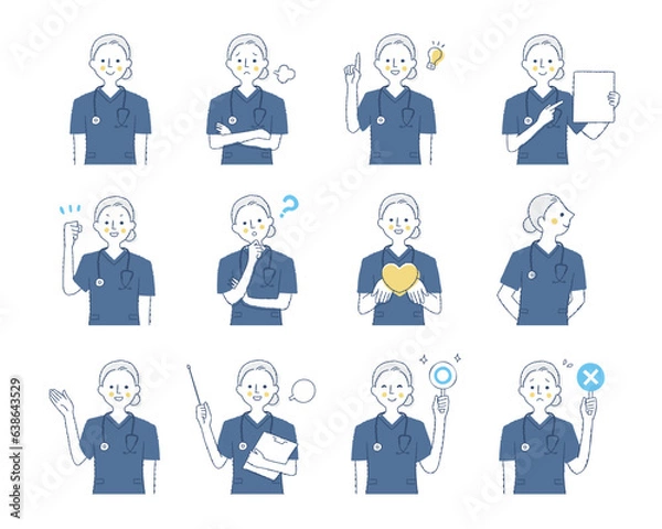 Fototapeta 女性医療従事者の表情　バリエーションセット