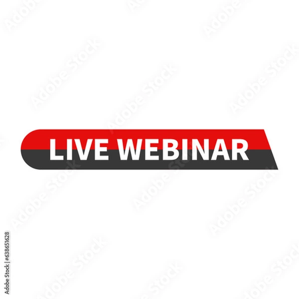 Fototapeta Live Webinar In Red Black Rectangle Rounded Shape For Live Stream Internet
