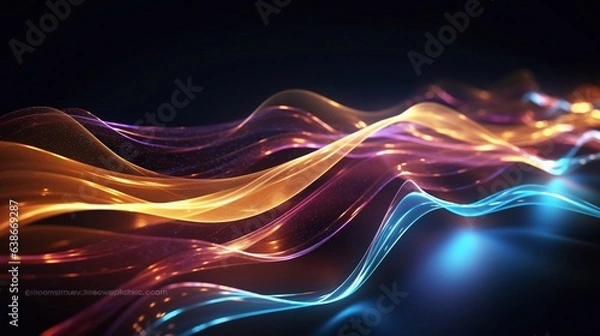 Fototapeta Neon Enchantment Abstract Waving Lights in Visual Harmony Generative AI