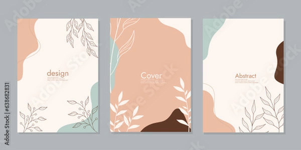 Fototapeta notebook cover design with floral pattern. abstract retro botanical background. size A4 For notebooks, planners, brochures, books, catalogs