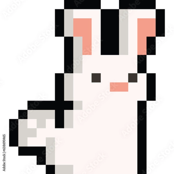Fototapeta Pixel art cartoon white rabbit character