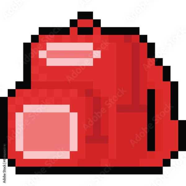 Obraz Pixel art red backpack icon