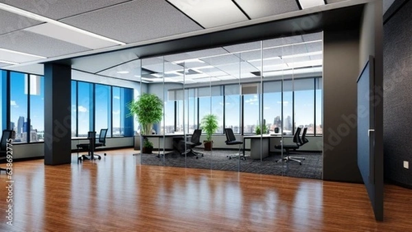 Fototapeta Offices, perfect for desktop background, false background for videos, video lessons, perfect for business presentations