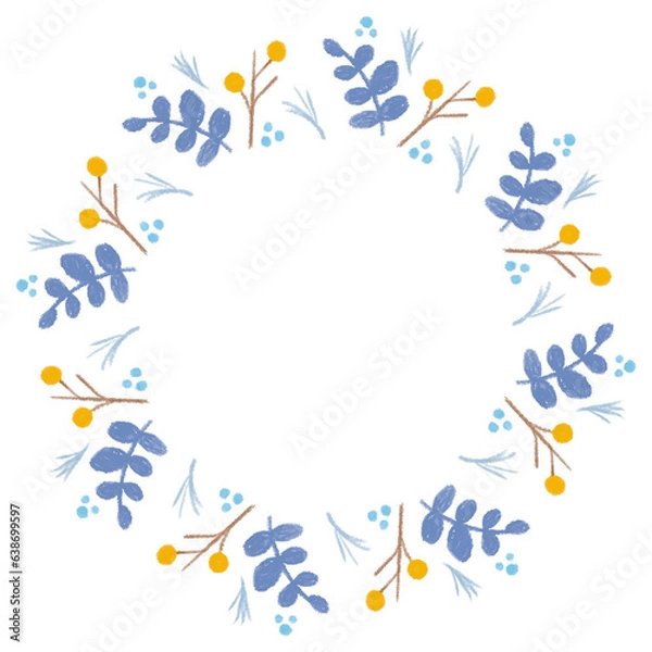 Fototapeta ウィンターシーズンのボタニカルリース型フレーム