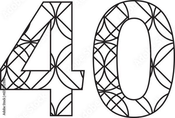 Fototapeta Digital png illustration of black 40 number with pattern text on transparent background