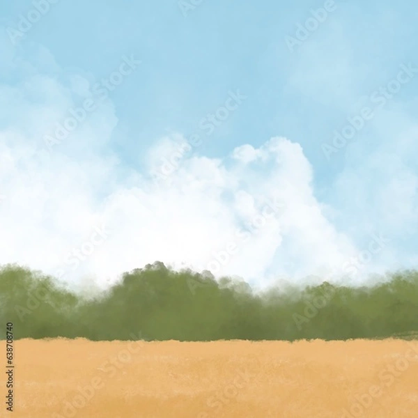 Obraz Summer green Landscape with tree and clouds