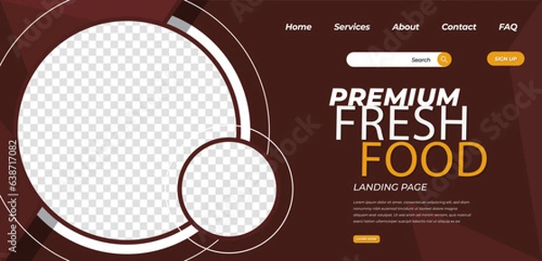 Obraz Fast food restaurant menu social media marketing web banner template design. Pizza, burger and healthy food business online promotion flyer with abstract background, 