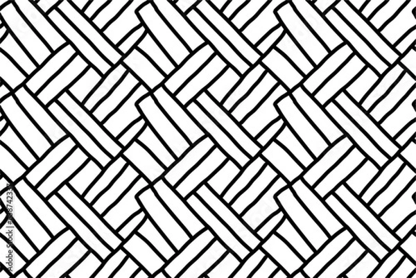 Fototapeta Doodling line wall  handdrawn minimalist seamless pattern