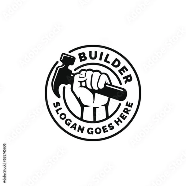 Obraz Hand holding hammer logo design vector
