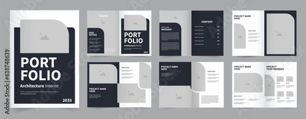 Fototapeta Architecture portfolio or  interior portfolio design, Modern  A4 portfolio template design