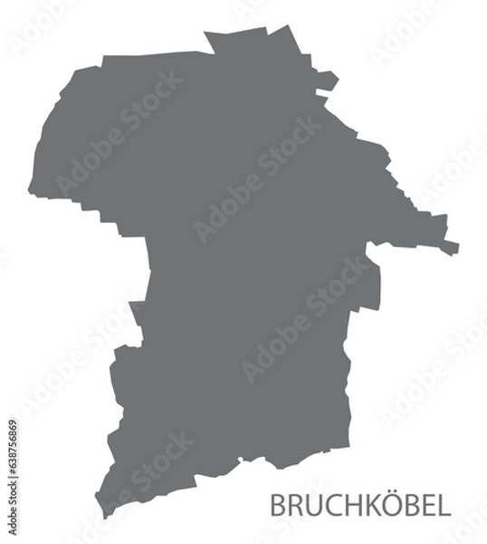 Fototapeta Bruchköbel German city map grey illustration silhouette shape