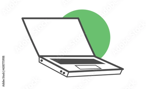 Fototapeta 画面を開いているノートパソコンのイメージイラスト素材