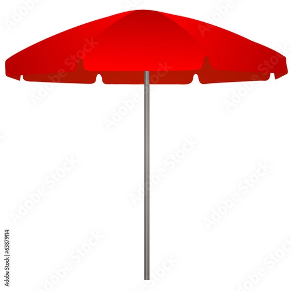Obraz Illustration of red beach umbrella on white background