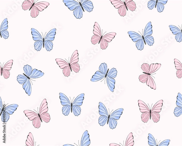 Fototapeta seamless pattern with butterflies