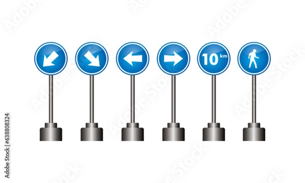 Fototapeta Direction signs on highway with little 3d design