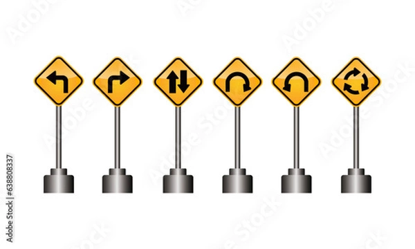 Fototapeta Direction signs on highway with little 3d design