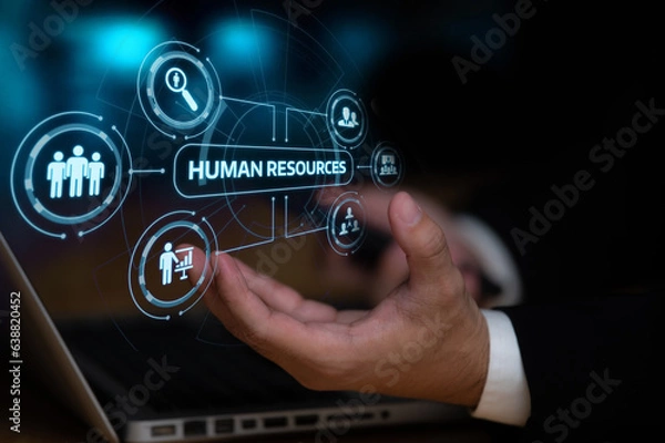 Fototapeta Human resource management, HR, recruitment, leadership and teambuilding. Business and technology concept.HR Human resources Recruitment Team Staff management Business concept.