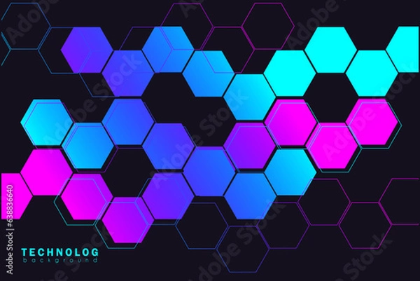 Fototapeta Pattern Honeycomb for Banner, Cover, Poster, Website, Placard, Advertising. 3D Abstract Background Science Hexagon for Dna, Atom, Neurons. Vector illustration