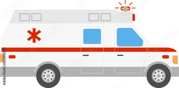 Fototapeta Vector illustration of ambulance car isolated on white background