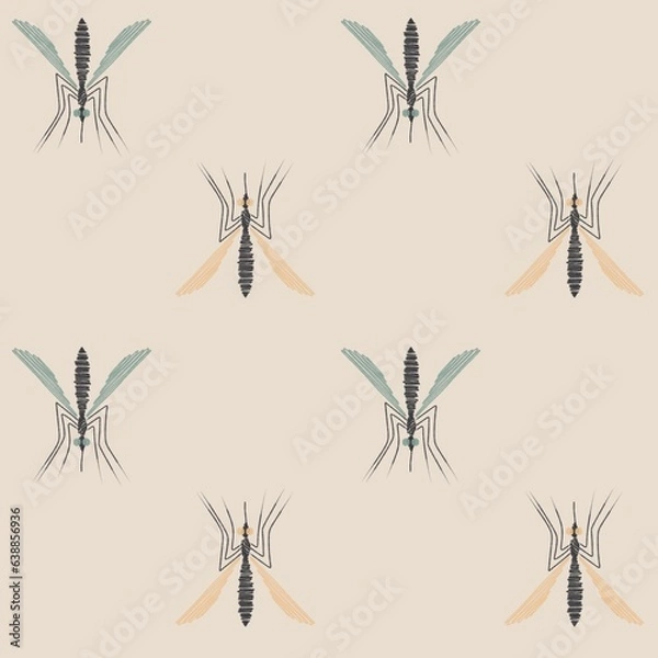 Obraz Mosquito seamless pattern for textile design, wallpaper, wrapping paper.