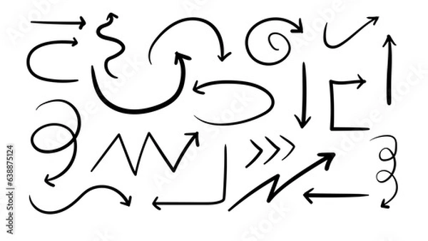 Fototapeta Hand drawn arrow vector icons set. vector illustration