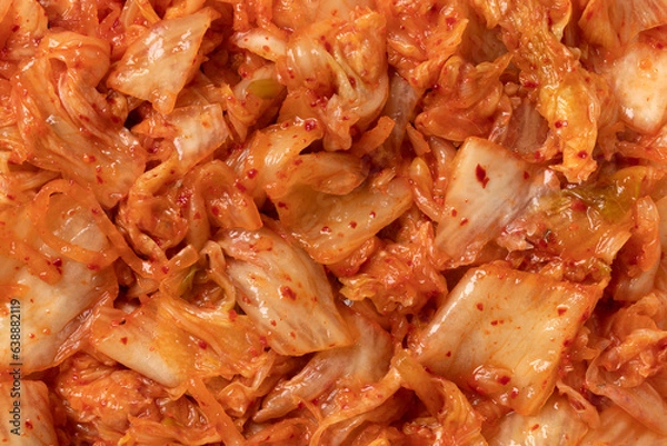 Obraz Traditional Korean fermented Kimchi full frame close up as background
