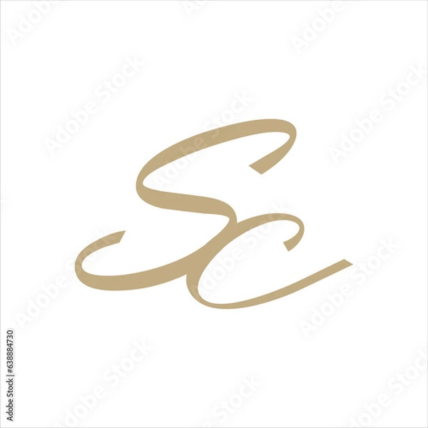 Fototapeta SC beautiful Initial handwriting logo template